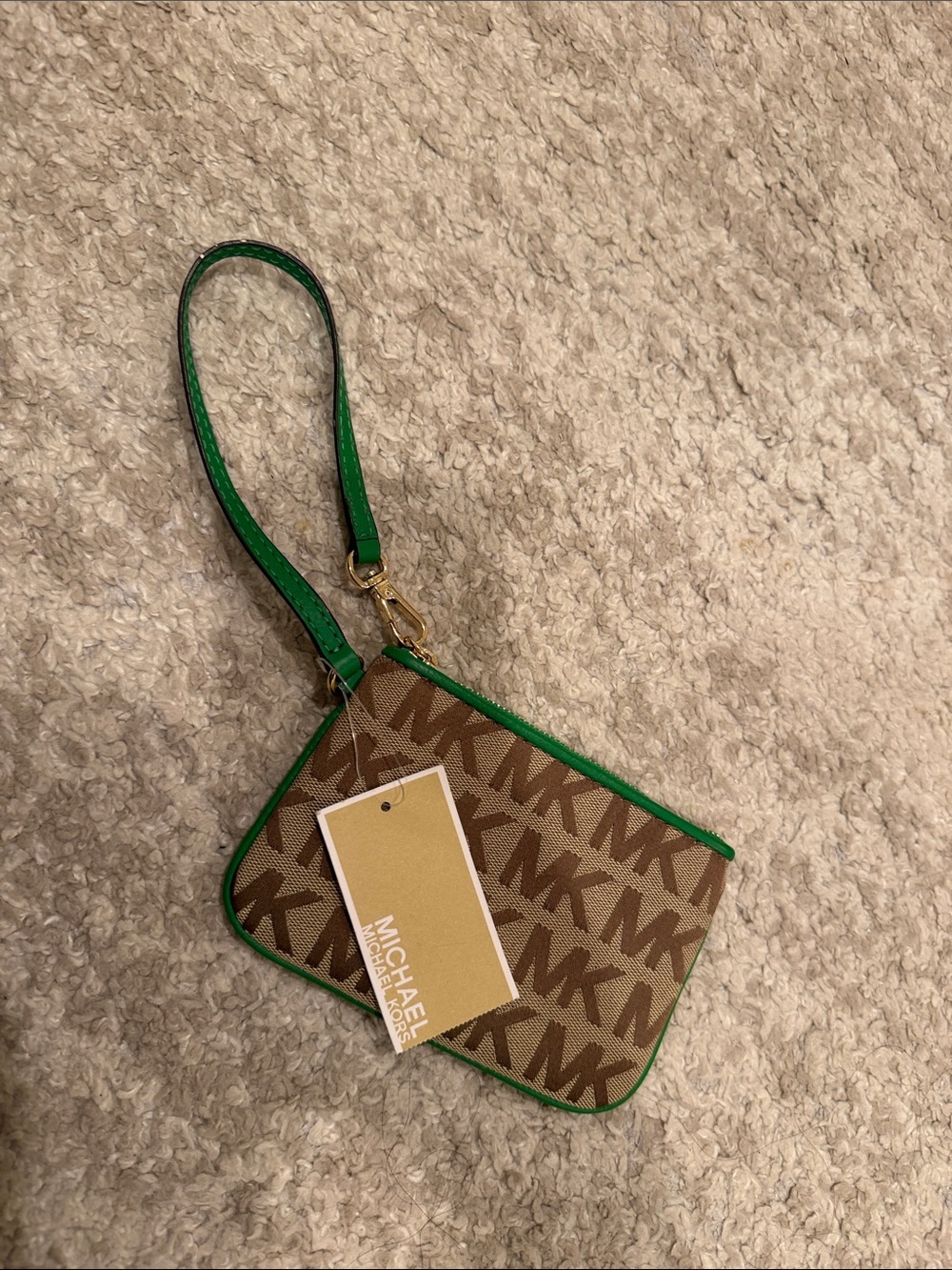 New Michael Kors Tan and Green Logo
Wristlet - Picture 2 of 11